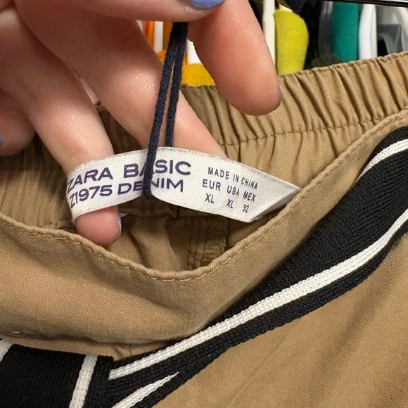 Zara Tan Wide-Leg Drawstring Chinos - Picture 5 of 6